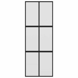 Berkfield Modern Sliding Door Black 76X205 Cm Tempered Glass And Aluminium - thumbnail 4