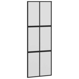 Berkfield Modern Sliding Door Black 76X205 Cm Tempered Glass And Aluminium - thumbnail 1