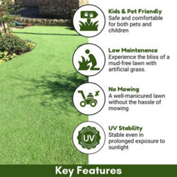 "45mm Outdoor Artificial Grass, Plush Artificial Grass, Premium Synthetic Artificial Grass-3M(9'9"") X 4M(13'1"")-12M²" - thumbnail 2