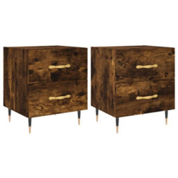 Berkfield Modern Bedside Cabinets 2 Pcs Smoked Oak 40X35X47.5 Cm Engineered Wood - thumbnail 1