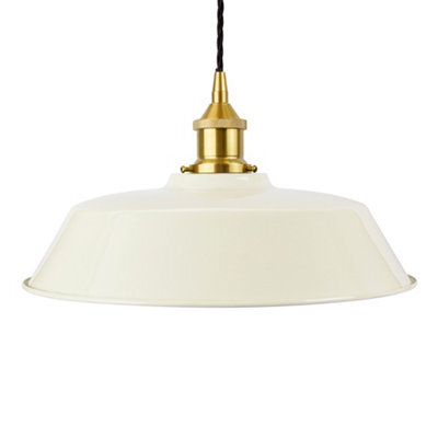 Clay White Chancery Painted Dome Pendant Light With Polished Brass Lamp Holder And Black Twisted Cable - Se Home - image 1
