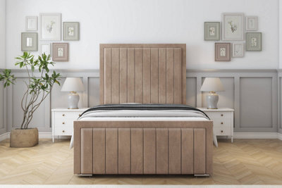 "Sloomy Richmond Mink Naples Bed Frame With 50"" Upholstered Headboard 4'6 Double" - image 1