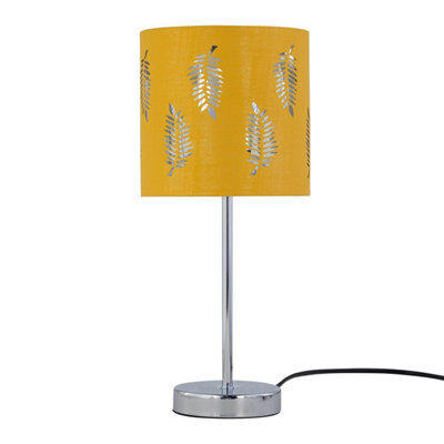 First Choice Lighting Chrome Stick Table Lamp With Ochre Cut Out Shade - image 1