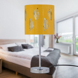 First Choice Lighting Chrome Stick Table Lamp With Ochre Cut Out Shade - thumbnail 7