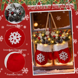Amorly Led Light Up Christmas Door Wreath, Hanging Artificial Xmas Wreath Ornament For Front Door Home Wall Decor - thumbnail 3