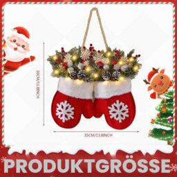 Amorly Led Light Up Christmas Door Wreath, Hanging Artificial Xmas Wreath Ornament For Front Door Home Wall Decor - thumbnail 2