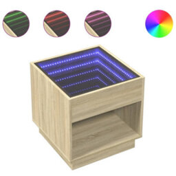 Berkfield Bedside Table With Infinity Led Sonoma Oak 50X50X50 Cm - thumbnail 2