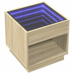 Berkfield Bedside Table With Infinity Led Sonoma Oak 50X50X50 Cm - thumbnail 3