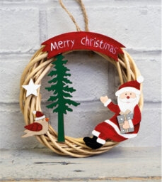 Netagon St Helens Home And Garden Battery Powered Wicker Christmas Wreath - thumbnail 3