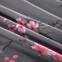 Ameha Printed Duvet Cover 3Piece Set With Matching Pillowcase Reversible Grey Bouquet Pattern Bedding Set Super King (260X220Cm) - thumbnail 4
