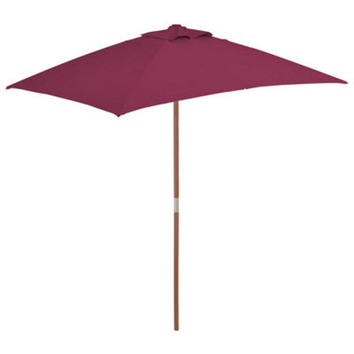 Berkfield Outdoor Parasol With Wooden Pole 150X200 Cm Bordeaux Red - image 1
