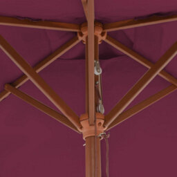 Berkfield Outdoor Parasol With Wooden Pole 150X200 Cm Bordeaux Red - thumbnail 7