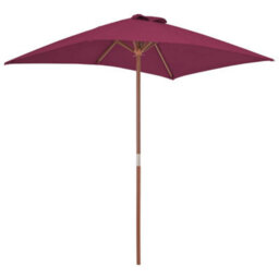 Berkfield Outdoor Parasol With Wooden Pole 150X200 Cm Bordeaux Red - thumbnail 4
