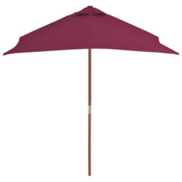 Berkfield Outdoor Parasol With Wooden Pole 150X200 Cm Bordeaux Red - thumbnail 3