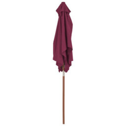 Berkfield Outdoor Parasol With Wooden Pole 150X200 Cm Bordeaux Red - thumbnail 5
