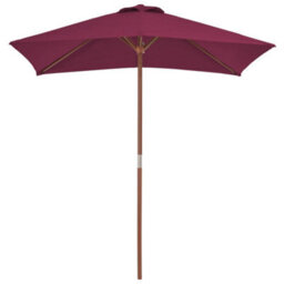 Berkfield Outdoor Parasol With Wooden Pole 150X200 Cm Bordeaux Red - thumbnail 2