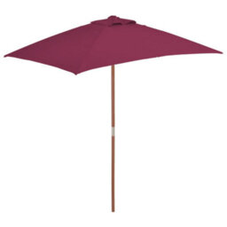 Berkfield Outdoor Parasol With Wooden Pole 150X200 Cm Bordeaux Red - thumbnail 1