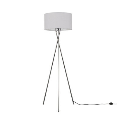 Valuelights Camden Chrome Tripod Floor Lamp With Grey Drum Shade And Bulb - image 1