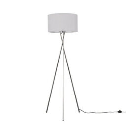 Valuelights Camden Chrome Tripod Floor Lamp With Grey Drum Shade And Bulb - thumbnail 3
