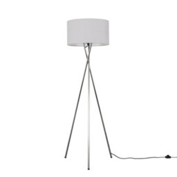 Valuelights Camden Chrome Tripod Floor Lamp With Grey Drum Shade And Bulb