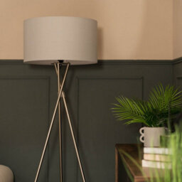 Valuelights Camden Chrome Tripod Floor Lamp With Grey Drum Shade And Bulb - thumbnail 5