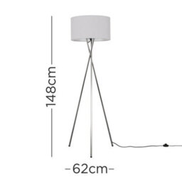 Valuelights Camden Chrome Tripod Floor Lamp With Grey Drum Shade And Bulb - thumbnail 6