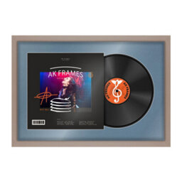"AK Frames 25X17"" Rose Gold Modern Vinyl Record Frame With Pompadour Mount For 12 Inch Lp Cover & Disc - Overlapped Design"