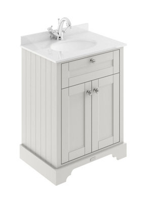Hudson Reed Floor Standing 2 Door Traditional Vanity Unit With 1 Tap Hole White Marble Top & Basin, Timeless Sand, 620 X 470 mm - image 1