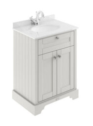 Hudson Reed Floor Standing 2 Door Traditional Vanity Unit With 1 Tap Hole White Marble Top & Basin, Timeless Sand, 620 X 470 mm - thumbnail 1