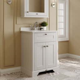 Hudson Reed Floor Standing 2 Door Traditional Vanity Unit With 1 Tap Hole White Marble Top & Basin, Timeless Sand, 620 X 470 mm - thumbnail 4