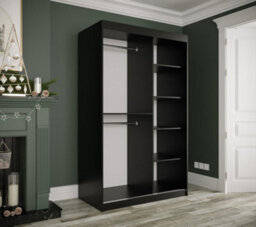 Arte Compact Black Geneva T Sliding Door Wardrobe W1200mm H2000mm D620mm - Sleek Design, Gold Handles, Efficient Storage - thumbnail 4
