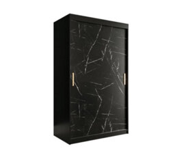 Arte Compact Black Geneva T Sliding Door Wardrobe W1200mm H2000mm D620mm - Sleek Design, Gold Handles, Efficient Storage - thumbnail 1
