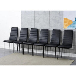 Kosy Koala Modern Dining Table Set With 6 Black Faux Leather Chairs Dining Room Furniture - thumbnail 4