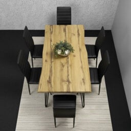 Kosy Koala Modern Dining Table Set With 6 Black Faux Leather Chairs Dining Room Furniture - thumbnail 2