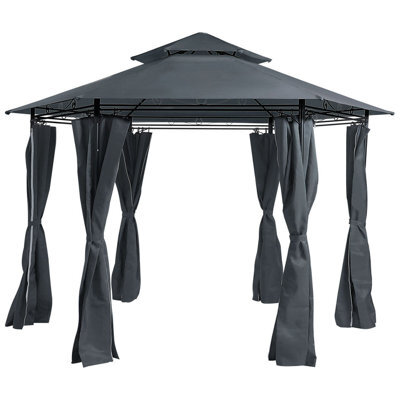 Beliani Gazebo Portel Metal 350 Cm 350 Cm Graphite Grey - image 1