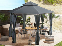 Beliani Gazebo Portel Metal 350 Cm 350 Cm Graphite Grey - thumbnail 2