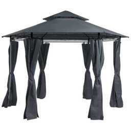 Beliani Gazebo Portel Metal 350 Cm 350 Cm Graphite Grey - thumbnail 1