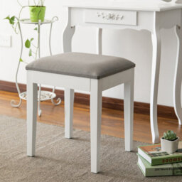 Aspect Furniture Dressing Table Stool With Padded Seat, Wood In White Finish, Grey Cushion - thumbnail 1