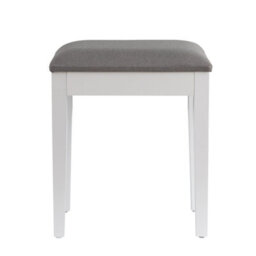 Aspect Furniture Dressing Table Stool With Padded Seat, Wood In White Finish, Grey Cushion - thumbnail 4