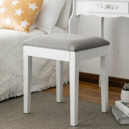 Aspect Furniture Dressing Table Stool With Padded Seat, Wood In White Finish, Grey Cushion - thumbnail 2