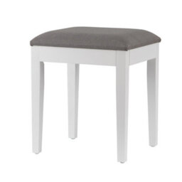 Aspect Furniture Dressing Table Stool With Padded Seat, Wood In White Finish, Grey Cushion - thumbnail 3