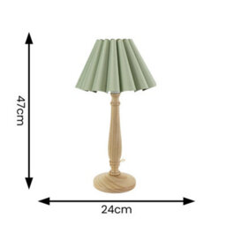 Valuelights Victoria Light Wood Candlestick Stem Table Lamp With Sage Green Scallop Tapered Shade And Led Bulb - thumbnail 4