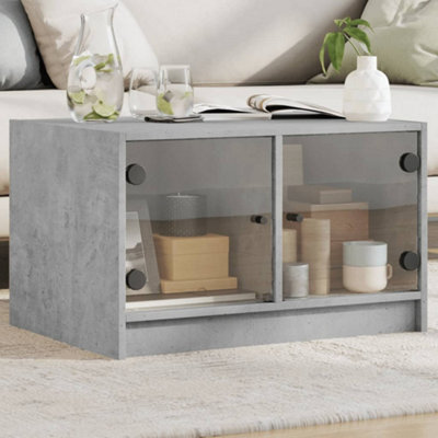 Berkfield Coffee Table With Glass Doors Concrete Grey 68X50X42 Cm - image 1