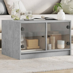 Berkfield Coffee Table With Glass Doors Concrete Grey 68X50X42 Cm - thumbnail 1