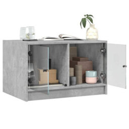 Berkfield Coffee Table With Glass Doors Concrete Grey 68X50X42 Cm - thumbnail 5