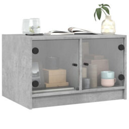 Berkfield Coffee Table With Glass Doors Concrete Grey 68X50X42 Cm - thumbnail 4