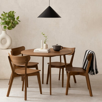 Wyld Haus Krakow 5-Piece Round Dining Set Walnut Effect Table With 4 Chairs - image 1
