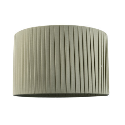 Happy Homewares Contemporary Designer Double Pleated Olive Cotton Fabric 12 Drum Lamp Shade - image 1