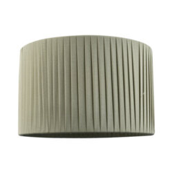 Happy Homewares Contemporary Designer Double Pleated Olive Cotton Fabric 12 Drum Lamp Shade - thumbnail 1