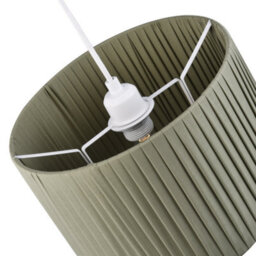 Happy Homewares Contemporary Designer Double Pleated Olive Cotton Fabric 12 Drum Lamp Shade - thumbnail 2